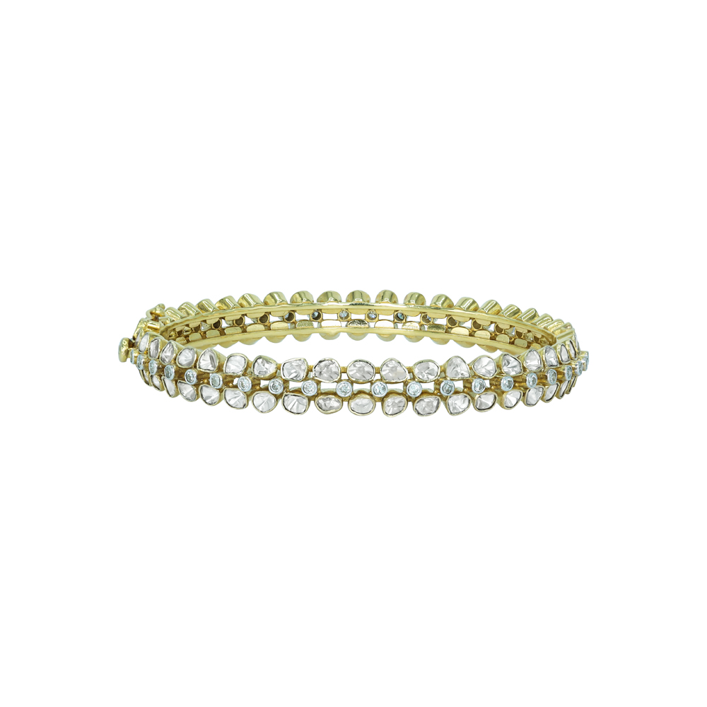 Bangle with Double Rows of Polkis in Opensetting Design